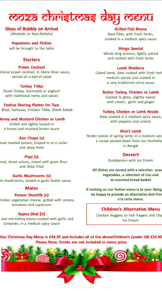 Book now your Christmas Parties at Moza Indian, Newport Pagnell